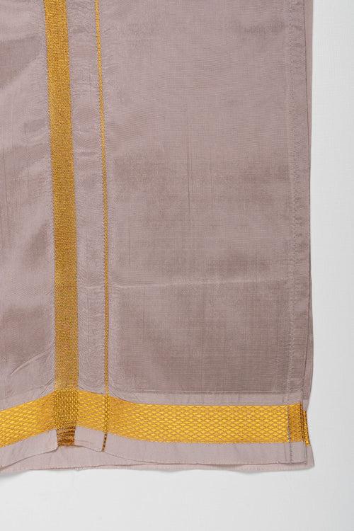 Boys Elegant Silk Dhoti with Golden Accents