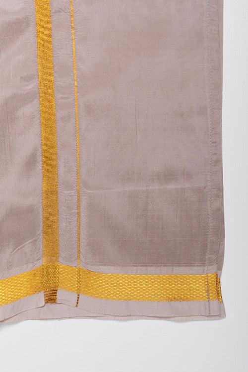 Boys Elegant Silk Dhoti with Golden Accents