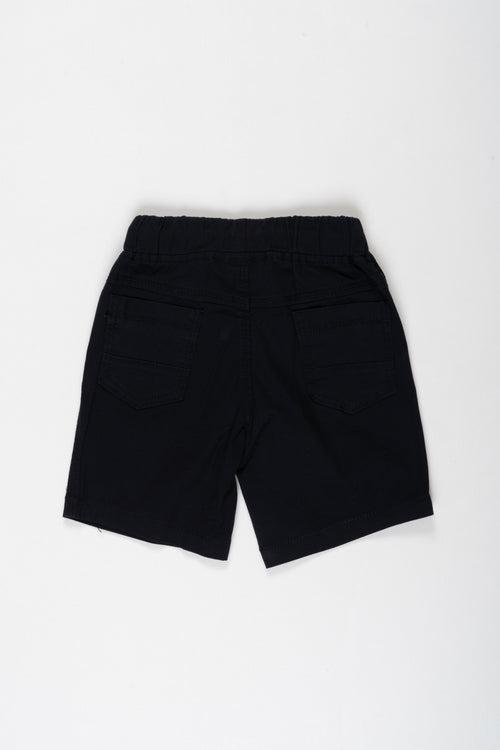 Boys Essential Black Athletic Shorts with Embroidered Emblem