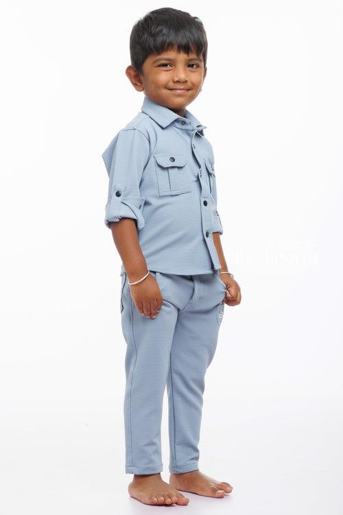 Boys Sleek Grey Shirt and Pant Set - Trendy Comfort