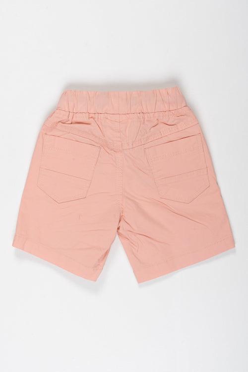 Boys Soft Cotton Knee-Length Summer Shorts in Blush Pink