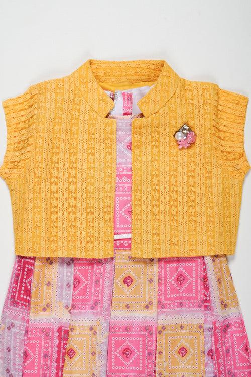 Chic Girls Summer Cotton Frock with Matching Jacket - Bright and Playful Patterns