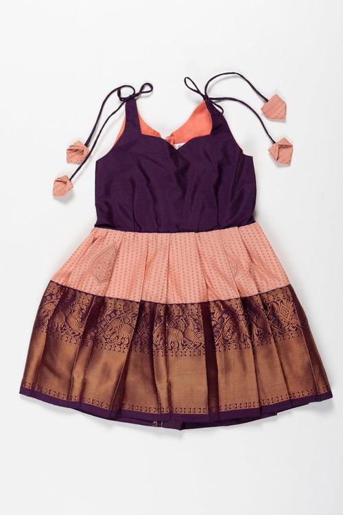 Chic Tie-Up Banarasi Pattu Silk Frock for Girls - Perfect for Festive Occasions