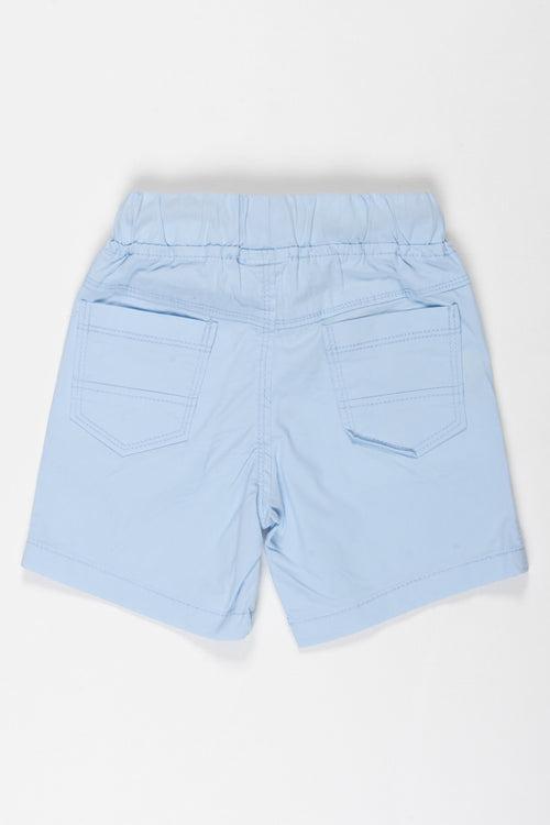 Classic Boys Light Grey Cotton Shorts with Iconic Embroidery