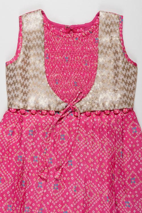 Elegant Cotton Frock for Girls with Sequined Accents - Perfect for Special Occasions