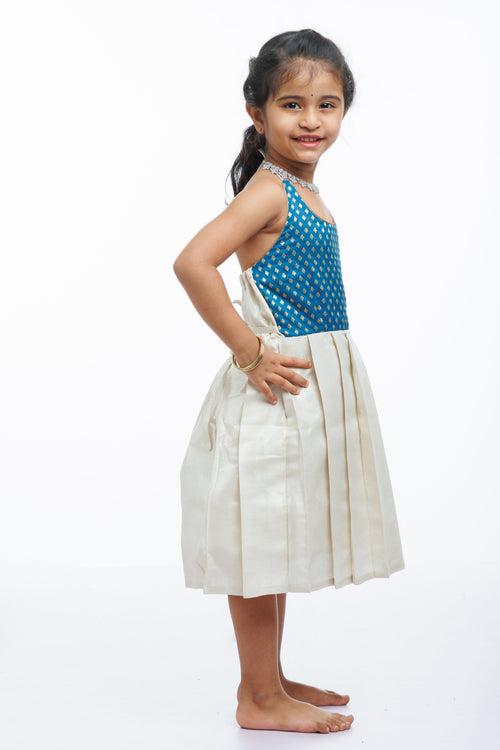 Enchanting Tie-Up Silk Frock for Girls - Luxurious Traditional Weave Design
