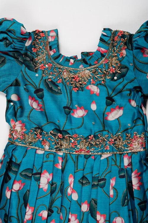 Exquisite Floral Embellished Anarkali Gown for Girls