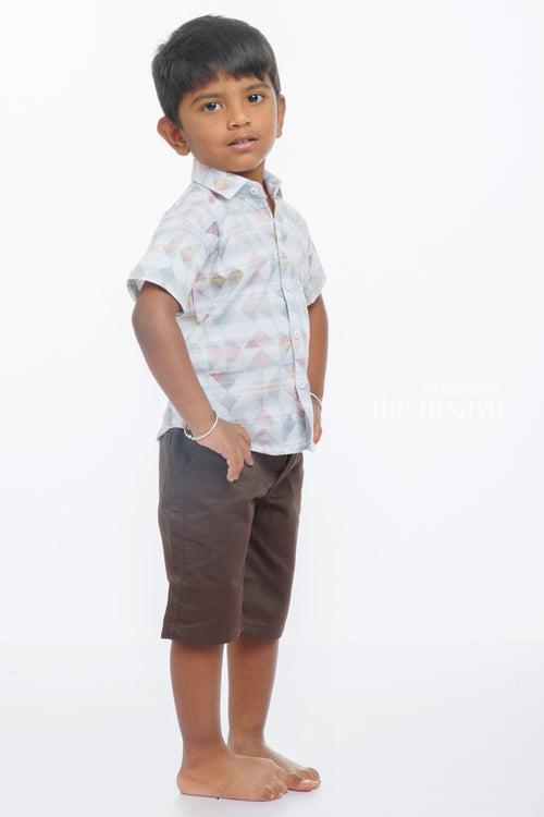 Geometric Cool Casual Shirt and Shorts Set for Boys