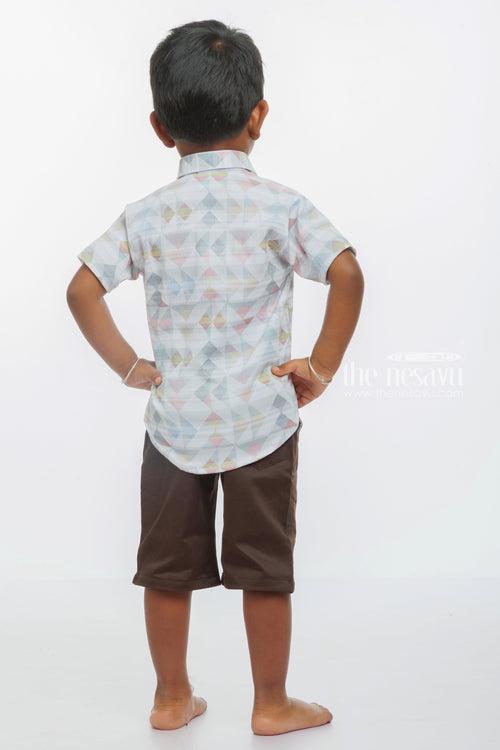 Geometric Cool Casual Shirt and Shorts Set for Boys