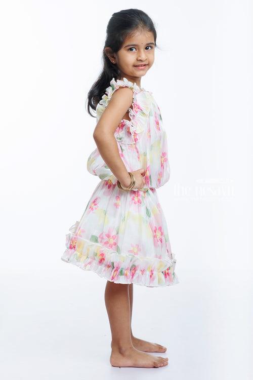 Girls Blossom Pink Ruffle Top and Skirt Set - Playful Elegance