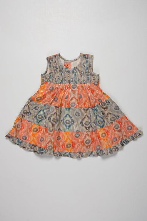 Girls Peacock Feather Print Cotton Frock - A Summer Delight