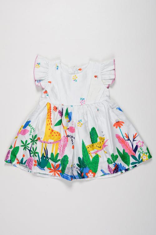 Jungle Safari Adventure Baby Girl Frock - Vibrant and Playful