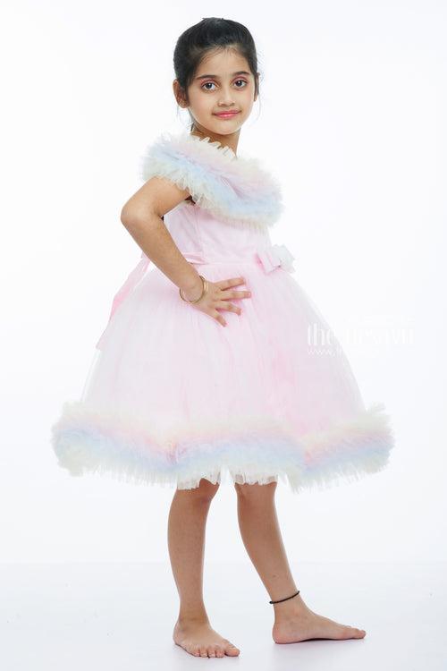 Pastel Dream Tulle Party Gown for Girls: Enchanting Elegance
