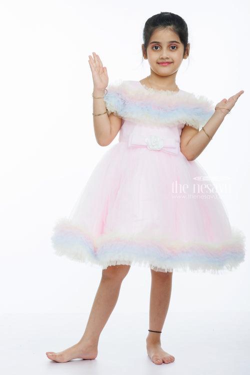 Pastel Dream Tulle Party Gown for Girls: Enchanting Elegance