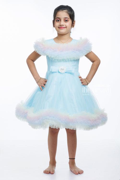 Rainbow Tulle Princess Party Frock: A Whirl of Color for Your Little Girl