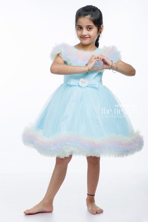 Rainbow Tulle Princess Party Frock: A Whirl of Color for Your Little Girl