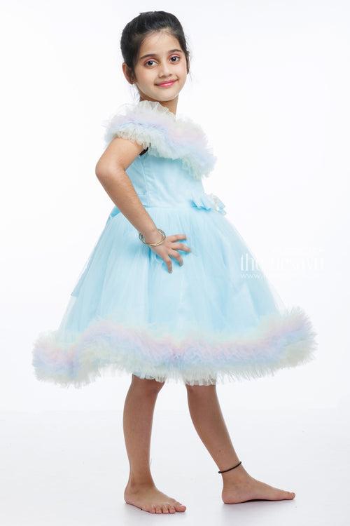 Rainbow Tulle Princess Party Frock: A Whirl of Color for Your Little Girl