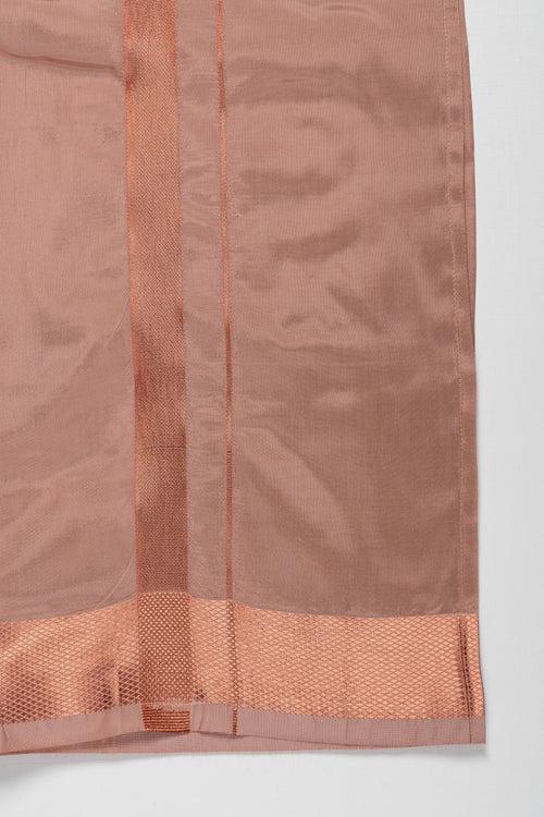 Rich Copper Boys Dhoti with Textured Borders for Traditional Occasions