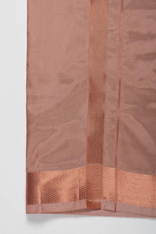 Rich Copper Boys Dhoti with Textured Borders for Traditional Occasions