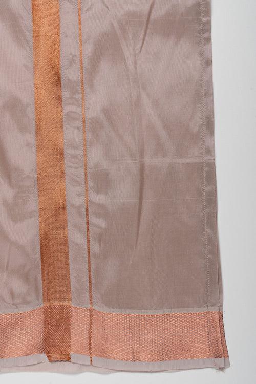 Sophisticated Beige Silk Blend Boys Dhoti with Copper Accents