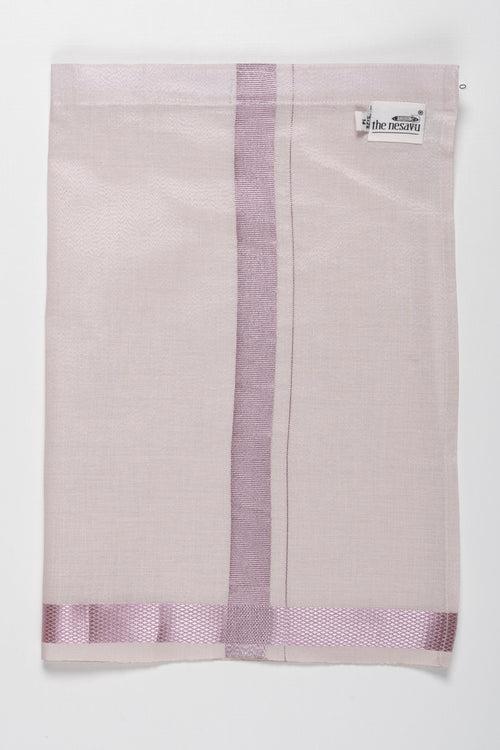 Sophisticated Silver Boys Dhoti with Lavender Accent Stripes
