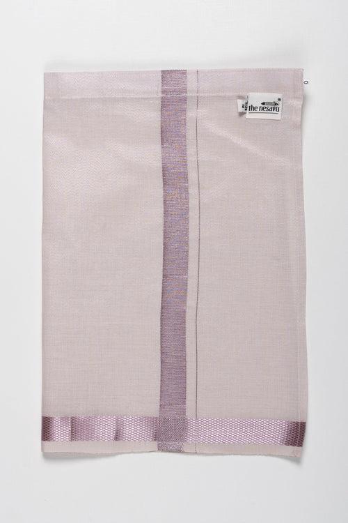 Sophisticated Silver Boys Dhoti with Lavender Accent Stripes