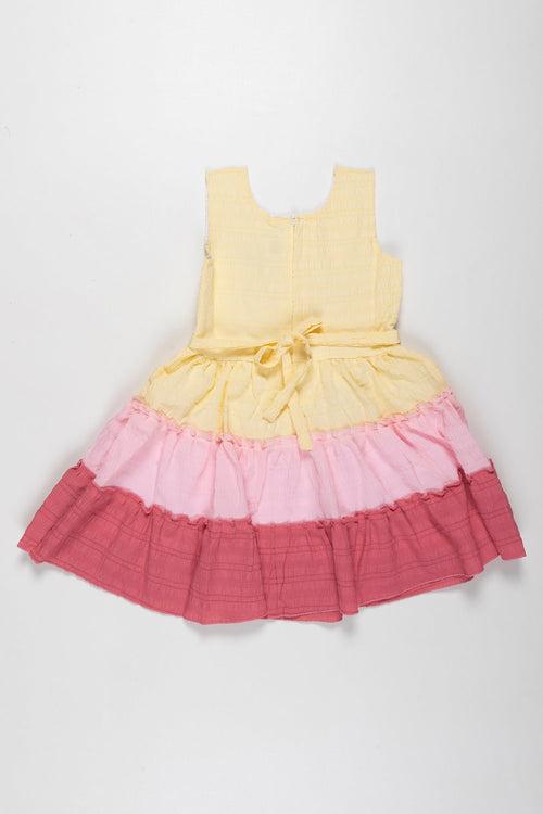 Sunshine Yellow Triple Layered Fancy Frock for Girls - Perfect Summer Delight