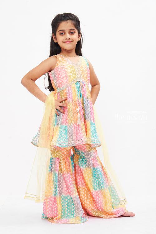 Traditional & Trendy Girls Festive Kurti with Sharara Set