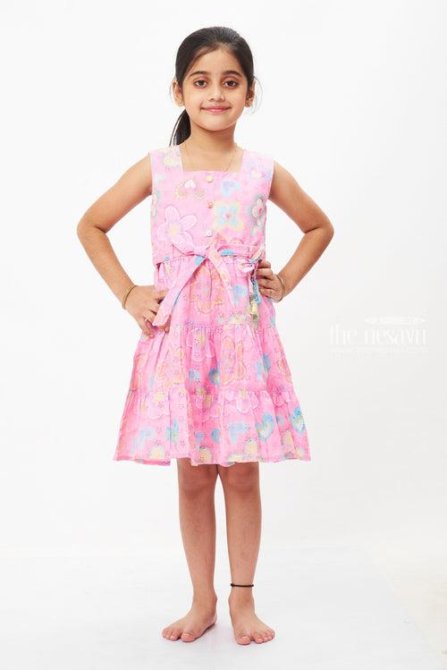 Vibrant Butterfly Print Cotton Frock for Girls - Colorful Summer Dress