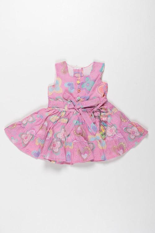 Vibrant Butterfly Print Cotton Frock for Girls - Colorful Summer Dress