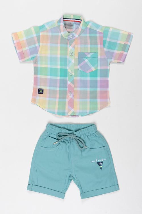 Vibrant Summer Playtime Boys Shirt and Shorts Set