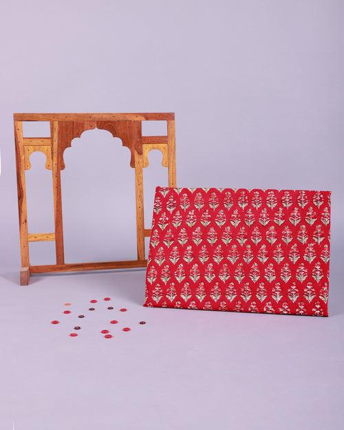 RED CHAKORI HANDBLOCK FABRIC (WIDTH 42 INCHES)