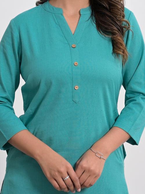 Tiffany Blue Airey Linen Long Kurta