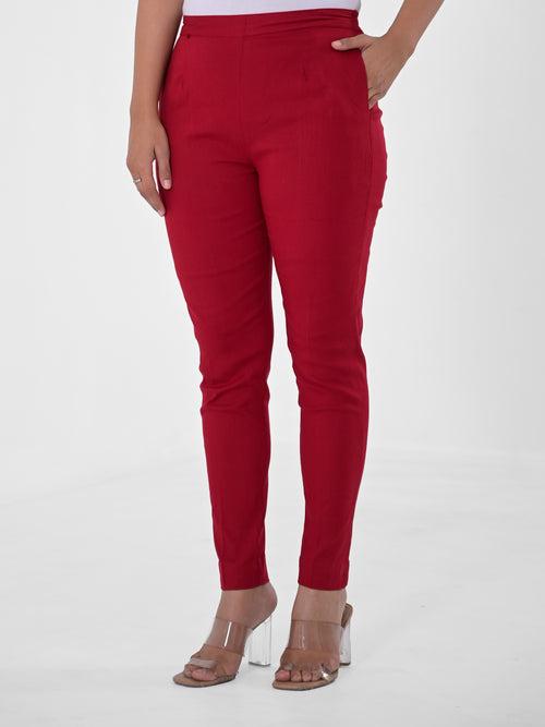 Maroon 4-Way Stretchable Pants