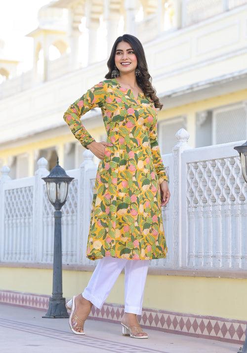 Sehar Leafy Handblock Printed Anarkali Kurta