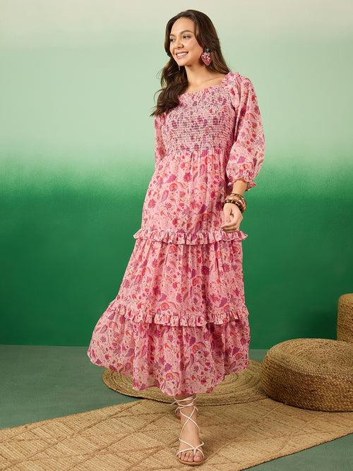 Designer & Stylish Women's Pink Alfino Chiffon Dress