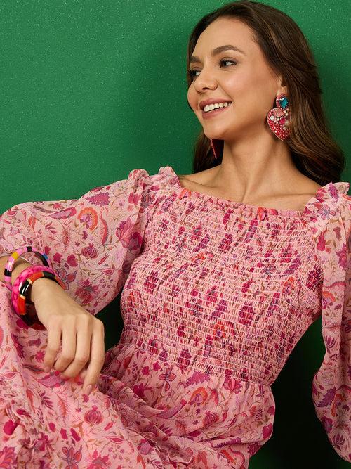 Designer & Stylish Women's Pink Alfino Chiffon Dress