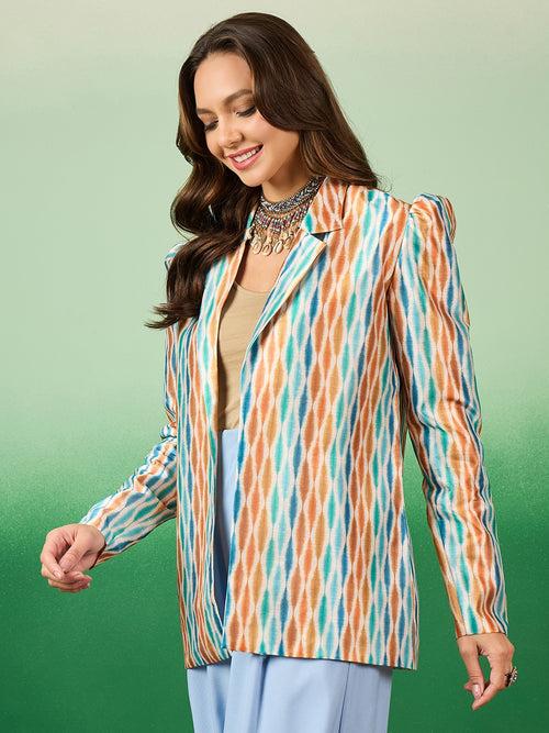 Flawless Multicolored Printed Women's Blazer