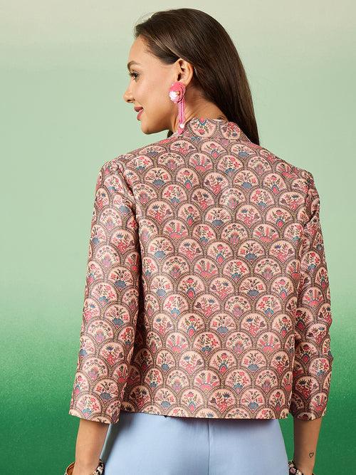 Women's Trendy Printed Mulberry Silk Blazer