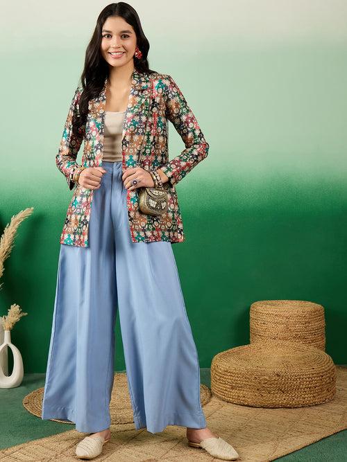 Stylish & Designer Printed Mulberry Silk Women's Blazer