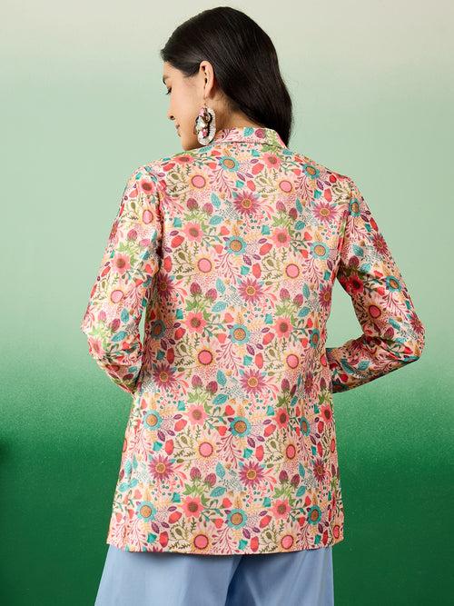 Women's Mulberry Silk Designer Front Open Blazer