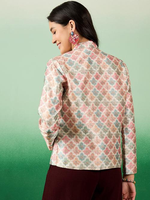 Women's Printed Mulberry Silk Classy Blazer