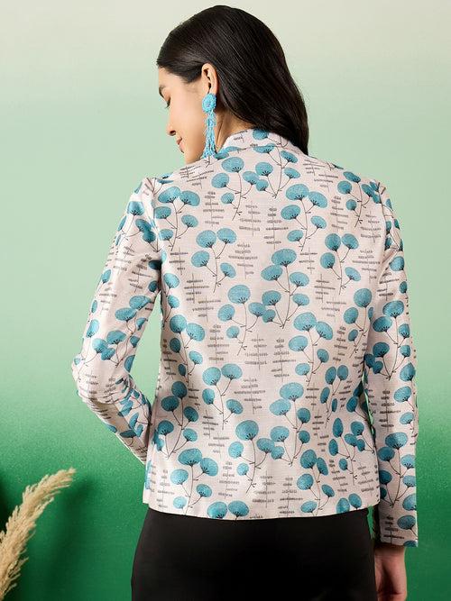 Classy Mulberry Silk Designer Print Women's Blazer