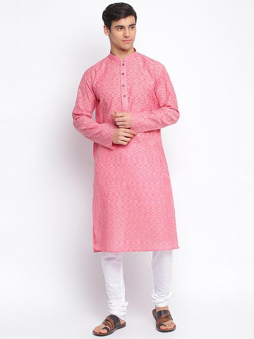Sanwara Men Pink Solid Pattern Straight Kurta-D2511