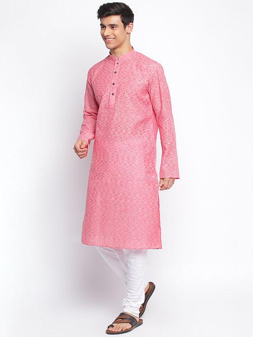 Sanwara Men Pink Solid Pattern Straight Kurta-D2511