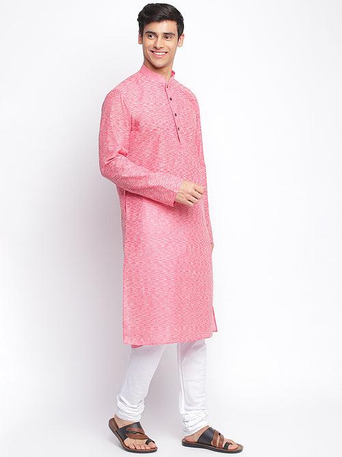 Sanwara Men Pink Solid Pattern Straight Kurta-D2511