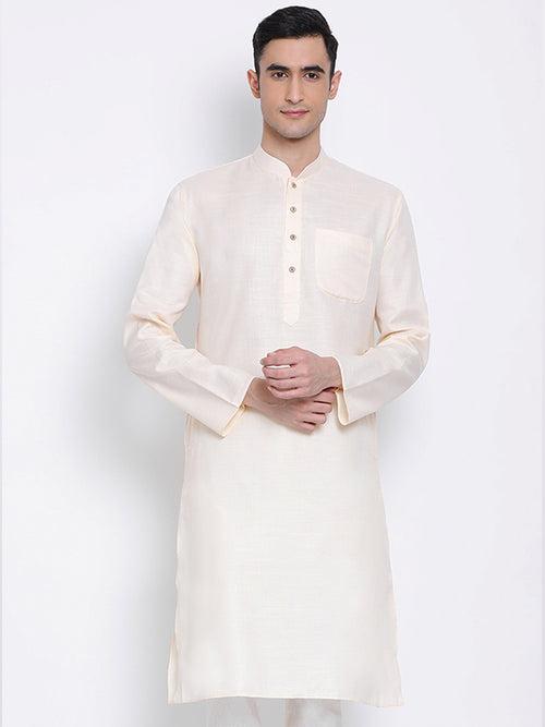 Sanwara Beige Solid Cotton Kurta