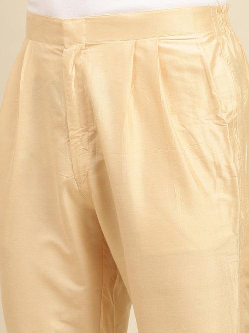 Sanwara Men's Solid Gold Colour Art Silk Payjama Style Pant