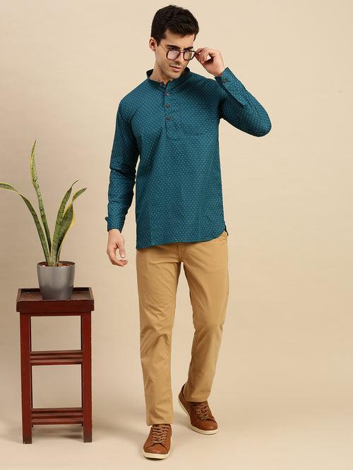 Sanwara Green Cotton Printed Kurta