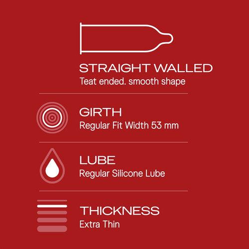 Durex Extra Thin Wild Strawberry Flavoured - 3 Condoms, (1 Pack of 3s)